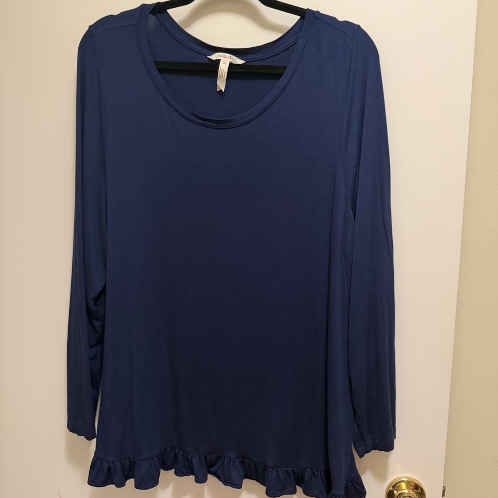 Matilda Jane Navy Ruffle-Hem Long Sleeve Tee